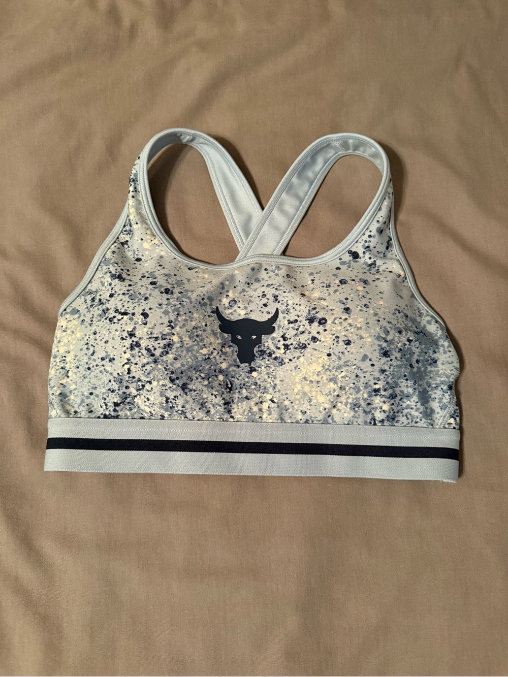 Under Armour Project Rock Light Blue Speckled Racerback Sports Bra